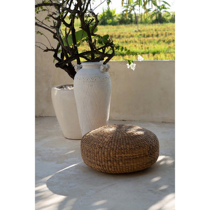 Natural Hyacinth Pouffe Ottoman - Medium Size