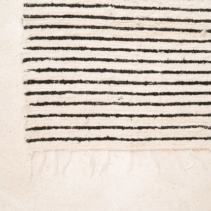 Alfombra pequeña de algodón – Alfombra alargada a rayas – Alfombra bohemia blanca y negra – Alfombrilla de cama suave – Alfombra rectangular tejida a mano 70x50 cm UNTUK