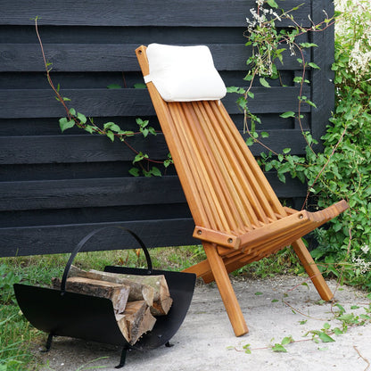Black Steel Log Holder - Modern Fireside Firewood Rack, 40x35 cm
