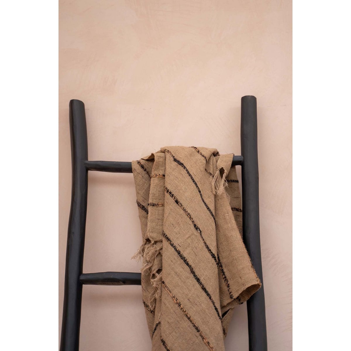 Cotton Throw Blanket - Beige Black Plaid