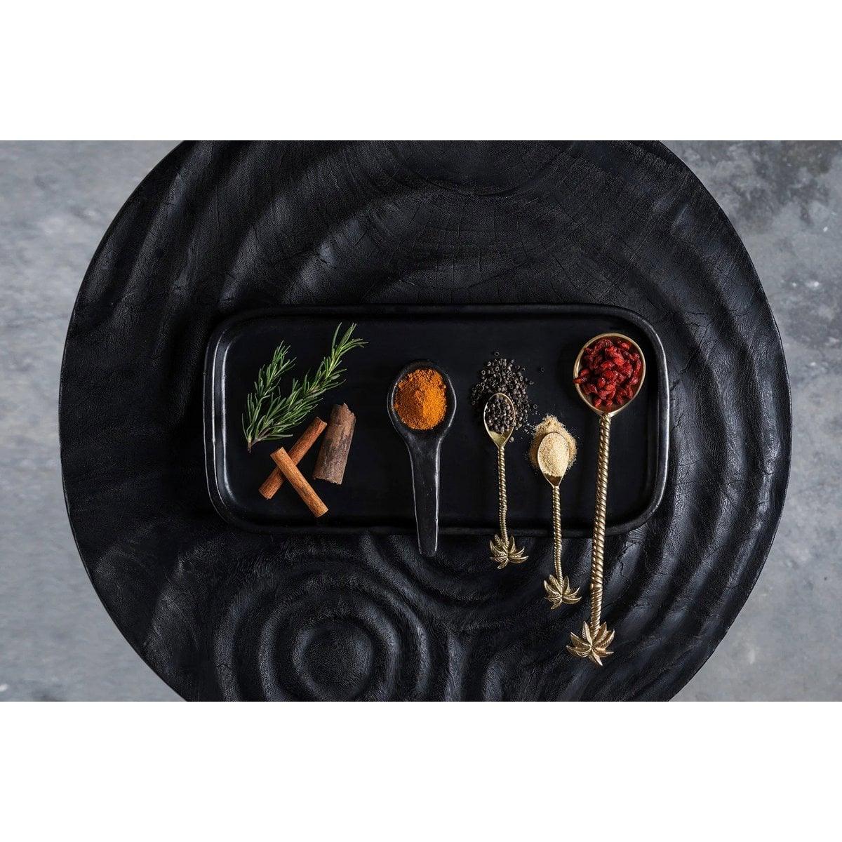 Brass Salad Spoon - Gold Palm Tree Design, Elegant Serveware