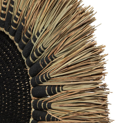 Raffia Macramé Wall Hanging - Black and Natural Wall Decor