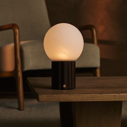 Wood Rechargeable Table Lamp - Dark Brown Cordless Lamp with 3 Light Colors