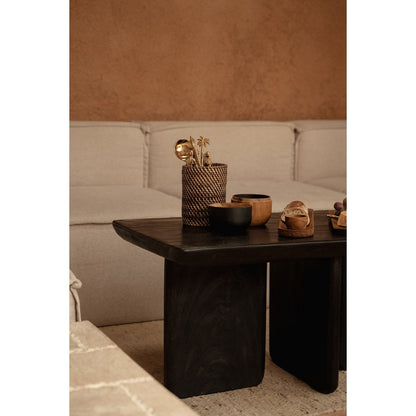 Mango Wood Coffee Table - Modern Black Obsidian Style