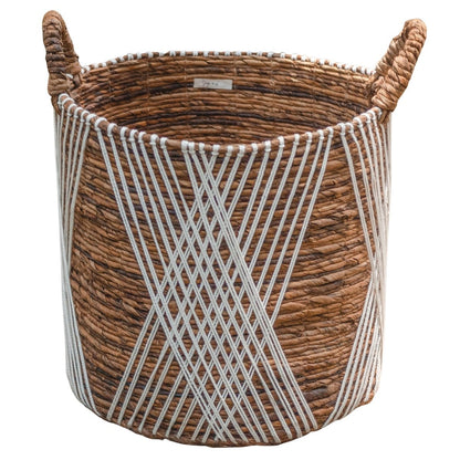 Banana Fiber Storage Basket – Handwoven Laundry or Plant Basket