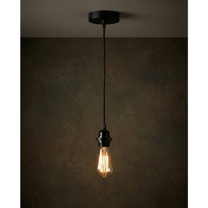 Black Cotton Ceiling Lamp Fitting - E27 Socket & 2.5m Cord