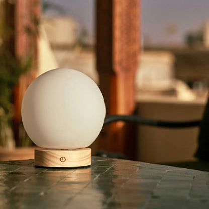 Flore Light Brown Wooden Lamp | Rechargeable, Dimmable & Cordless Lighting