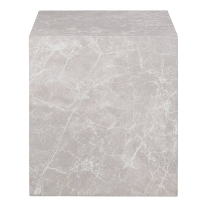 Marble Look Side Table - Beige Accent Table, 40x40cm