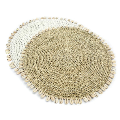 Seagrass Shell Placemat - Coastal Table Decor, White