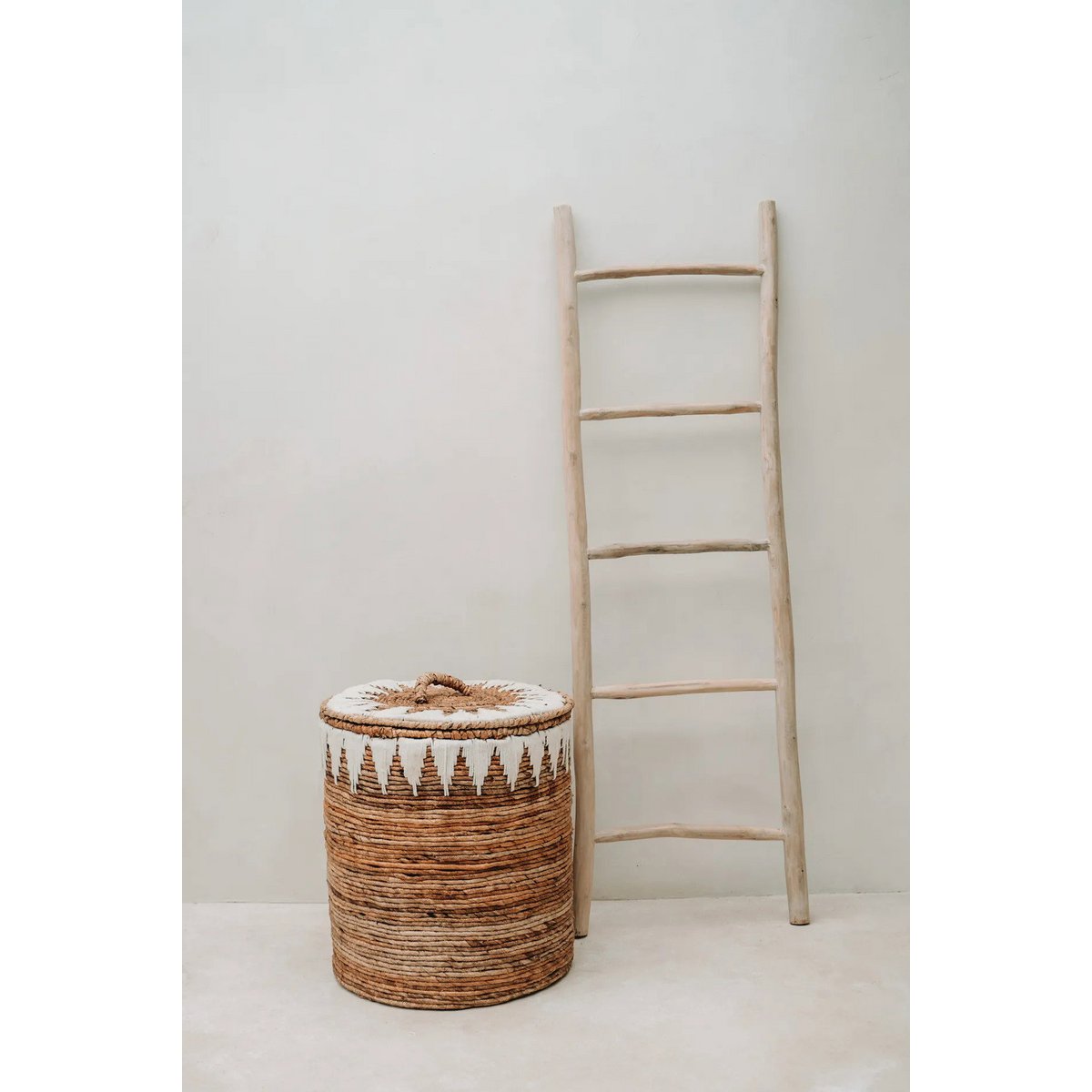 Woven Cotton Laundry Basket with Lid - Large