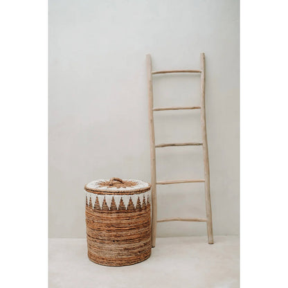 Woven Cotton Laundry Basket with Lid - Large