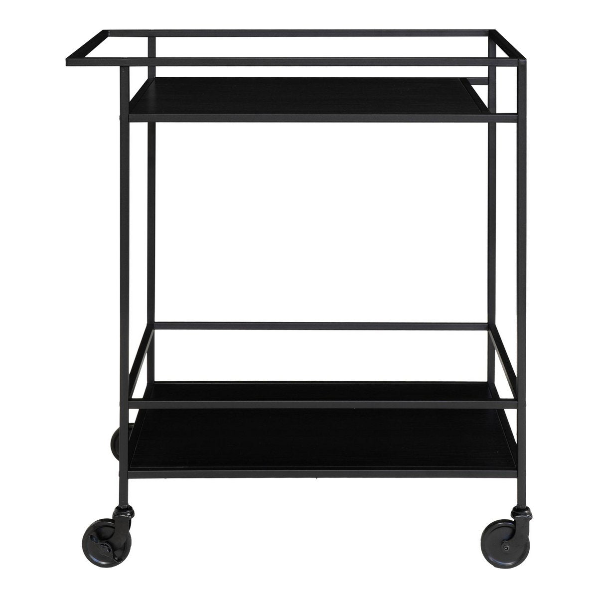 Steel Bar Trolley - Black Modern Serving Cart, 68x40x79cm