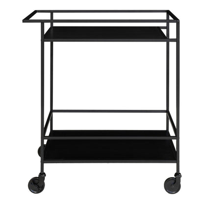 Steel Bar Trolley - Black Modern Serving Cart, 68x40x79cm