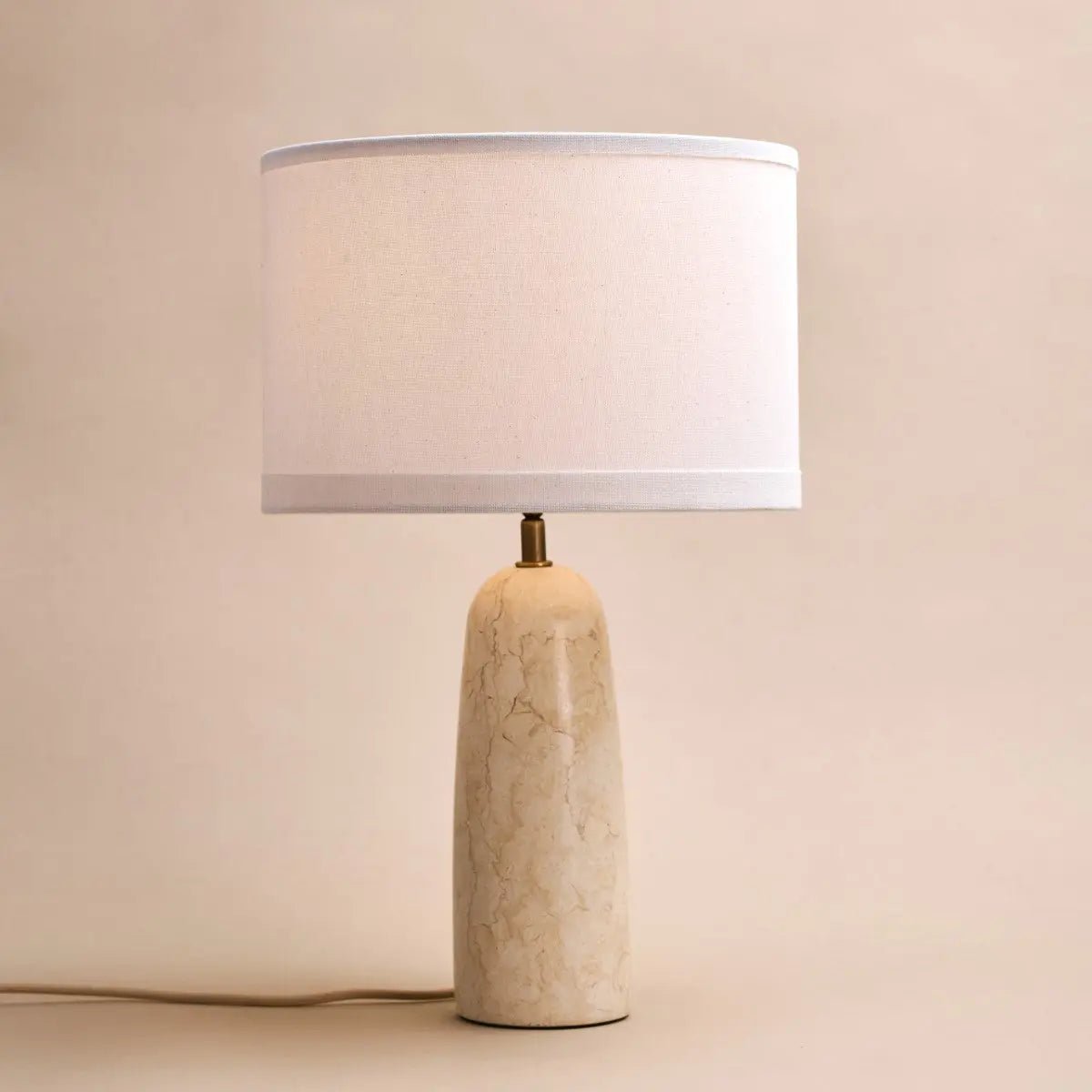 Marble Table Lamp with Cotton Shade – Elegant Design