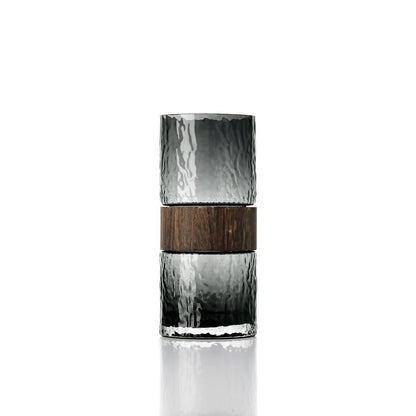 Dark Grey Wood Vase - Modern Glass Decorative Vase