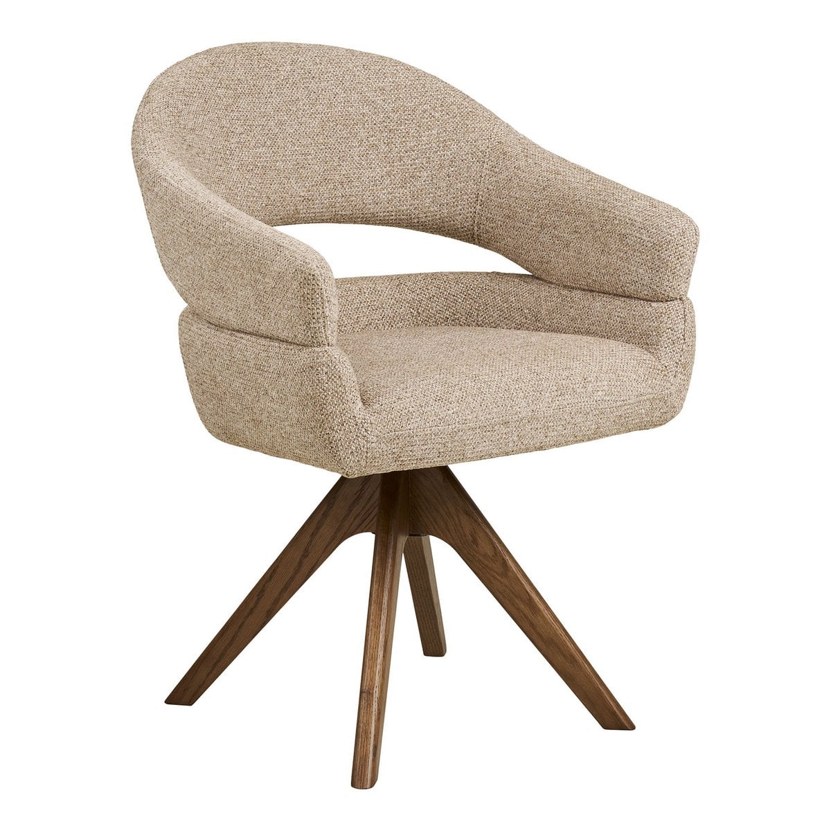 Dover Dining chair with swivel, sand heathered, brown oak legs, HN1317