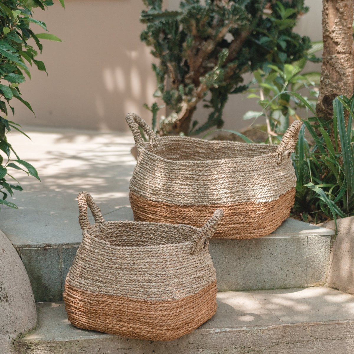 Banana Fiber Storage Basket - Seagrass Laundry & Plant Basket, 3 Sizes