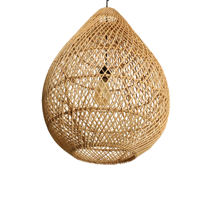 Rattan Pendant Light - Natural Drop Hanging Lamp, Handwoven