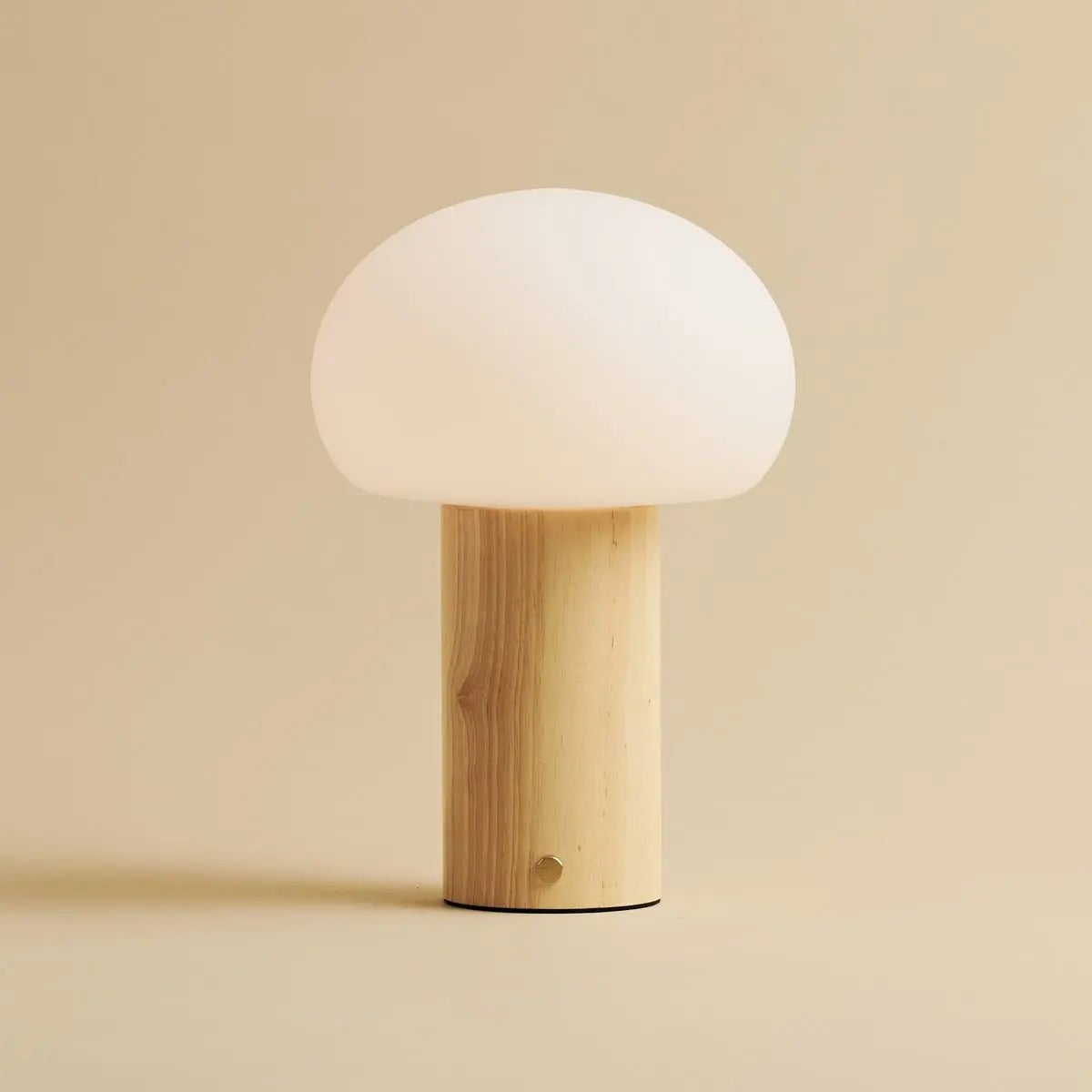 Sam Light Brown Wooden Table Lamp | Glass, Rechargeable Battery & Versatile