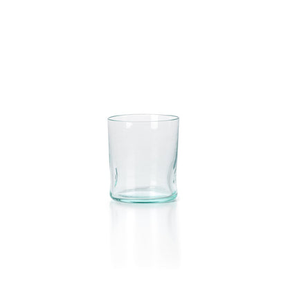 Recycled Glass Whisky Tumbler - On the Rocks Style, Small Size, Blue Tint