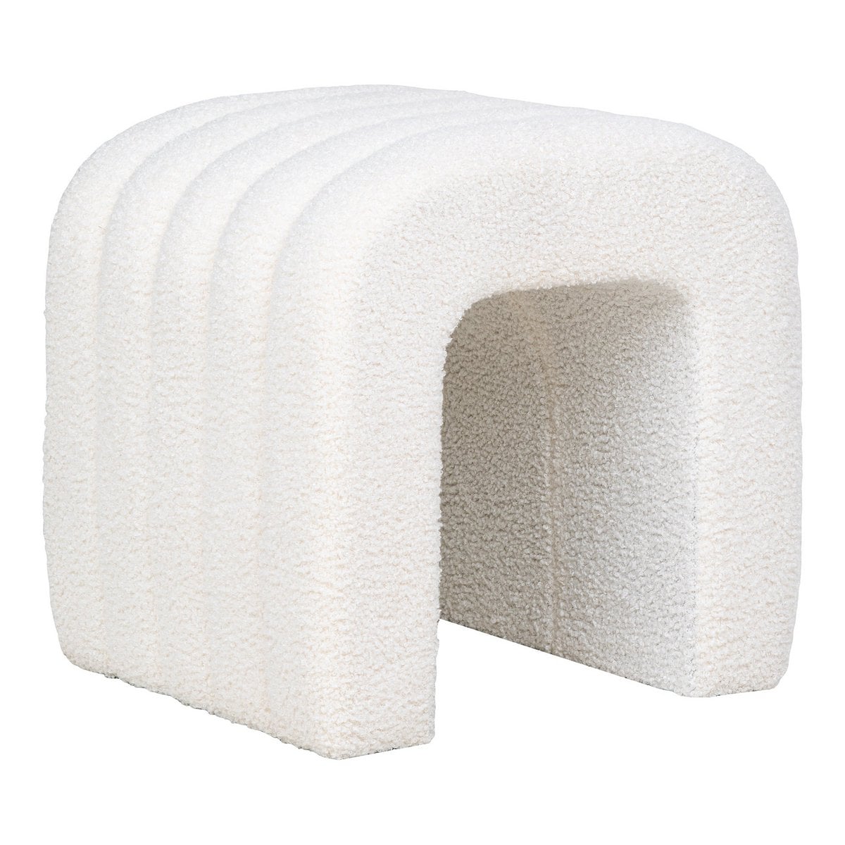 Colma Pouf - MDF, Pinewood, Foam, Polyester, White - 41x36.5 cm