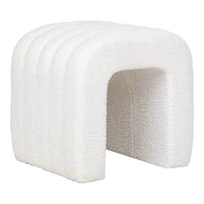 Colma Pouf - MDF, Pinewood, Foam, Polyester, White - 41x36.5 cm