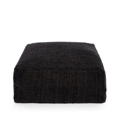 Cotton Pouffe Ottoman - Black Navy Accent Seating