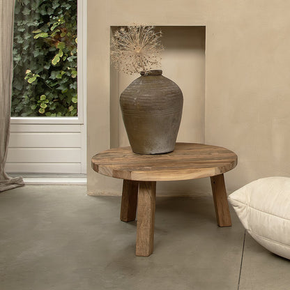 Recycled Wood Coffee Table - Round Farmwood Table, 70cm