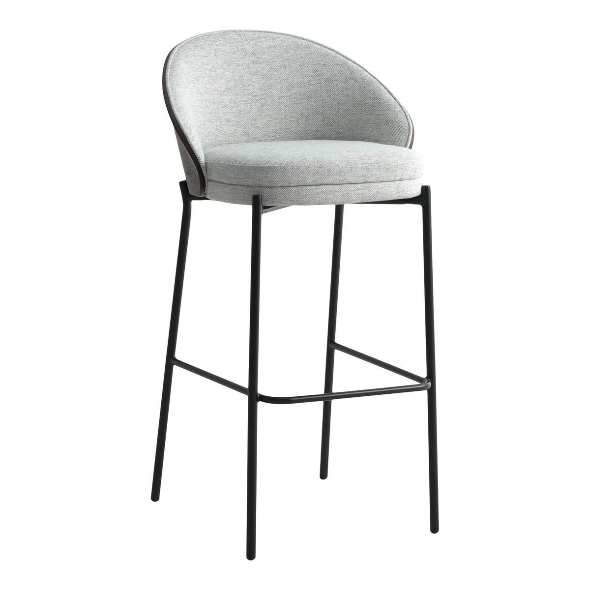 Chaise Bar Canelas - Gris Clair/Marron Foncé, MDF/Polyester/Acier - Ensemble de 2