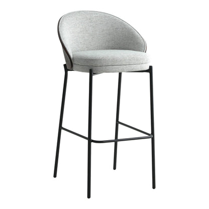Chaise Bar Canelas - Gris Clair/Marron Foncé, MDF/Polyester/Acier - Ensemble de 2