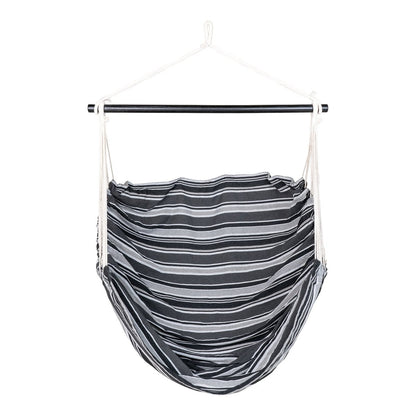Cotton Hammock Chair - Grey & Black Hanging Chair for Patio, Larch Frame