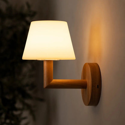 Ted Light Brown Wooden Rechargeable Wall Lamp | Cordless & Dimmable Lighting