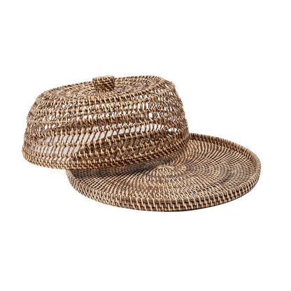 Rattan Food Cover – Large Handwoven Dome, Natural Brown