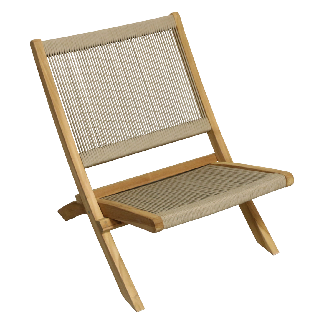 Rope folding lounge chair natural