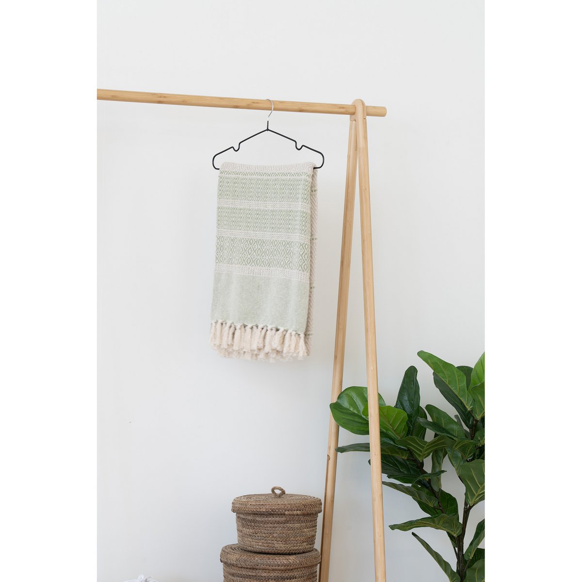 Manisa Plaid - Green/Beige, Cotton, Polyester, 130x180 cm