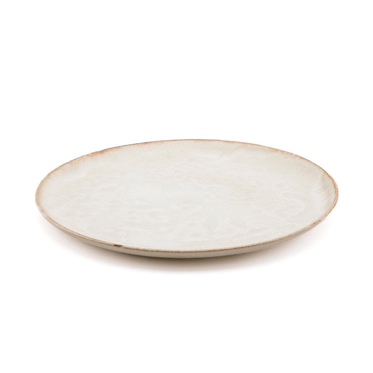 Stoneware Dinner Plate - Handmade Rustic Plate with Burnt-Umber Rim