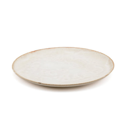 Stoneware Dinner Plate - Handmade Rustic Plate with Burnt-Umber Rim