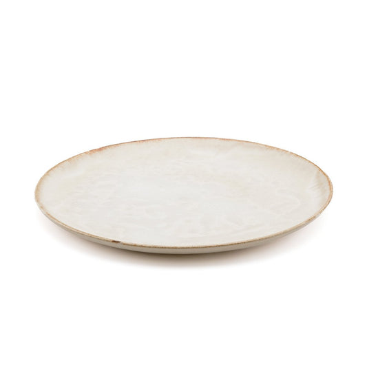 Stoneware Dinner Plate - Handmade Rustic Plate with Burnt-Umber Rim