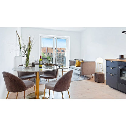 Velvet Dining Chairs - Grey Steel Set of 2 - Modern Design