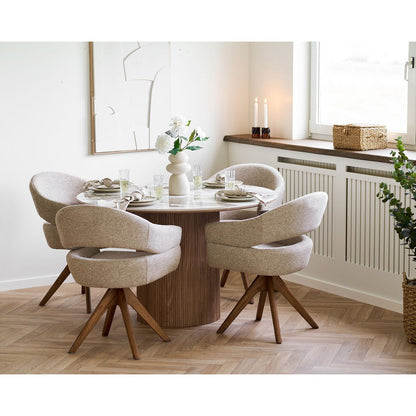 Dover Dining chair with swivel, sand heathered, brown oak legs, HN1317