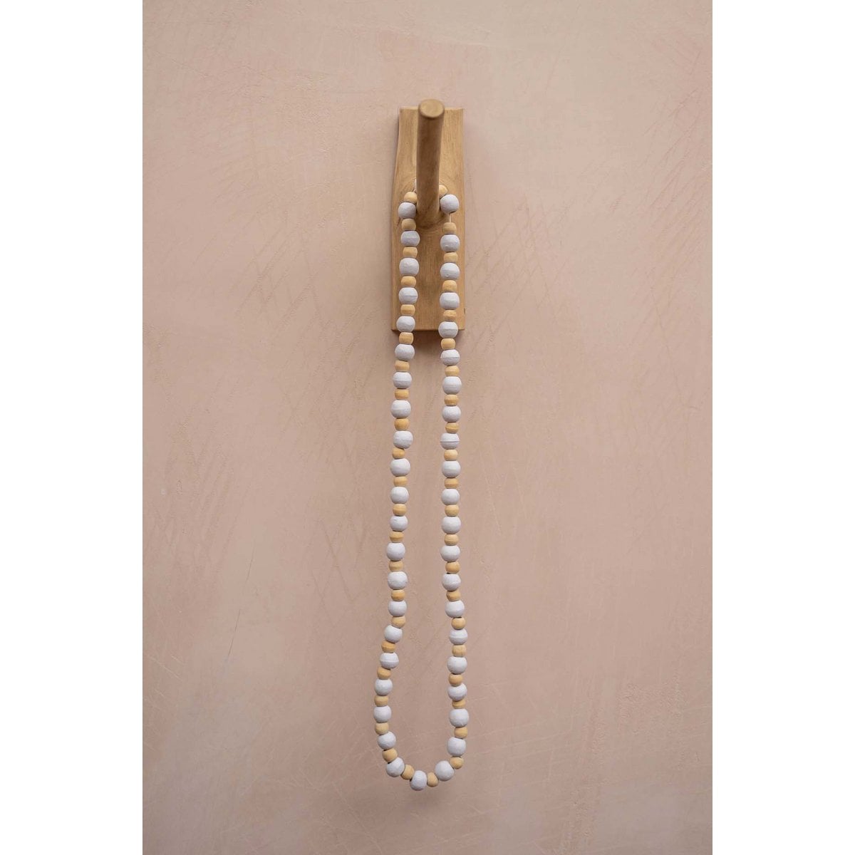 Natural Wood Woven Necklace - White Organic Style
