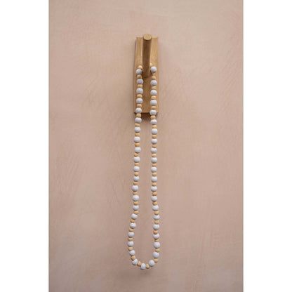 Natural Wood Woven Necklace - White Organic Style