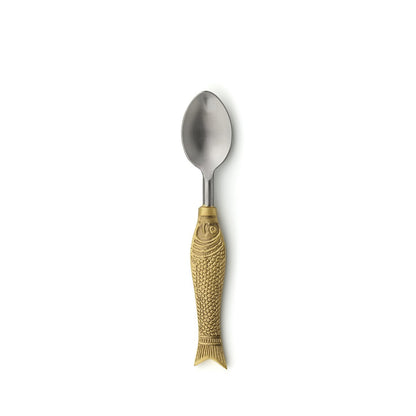 Brass Dessert Spoon - Small Fish Shaped Coffee Spoon