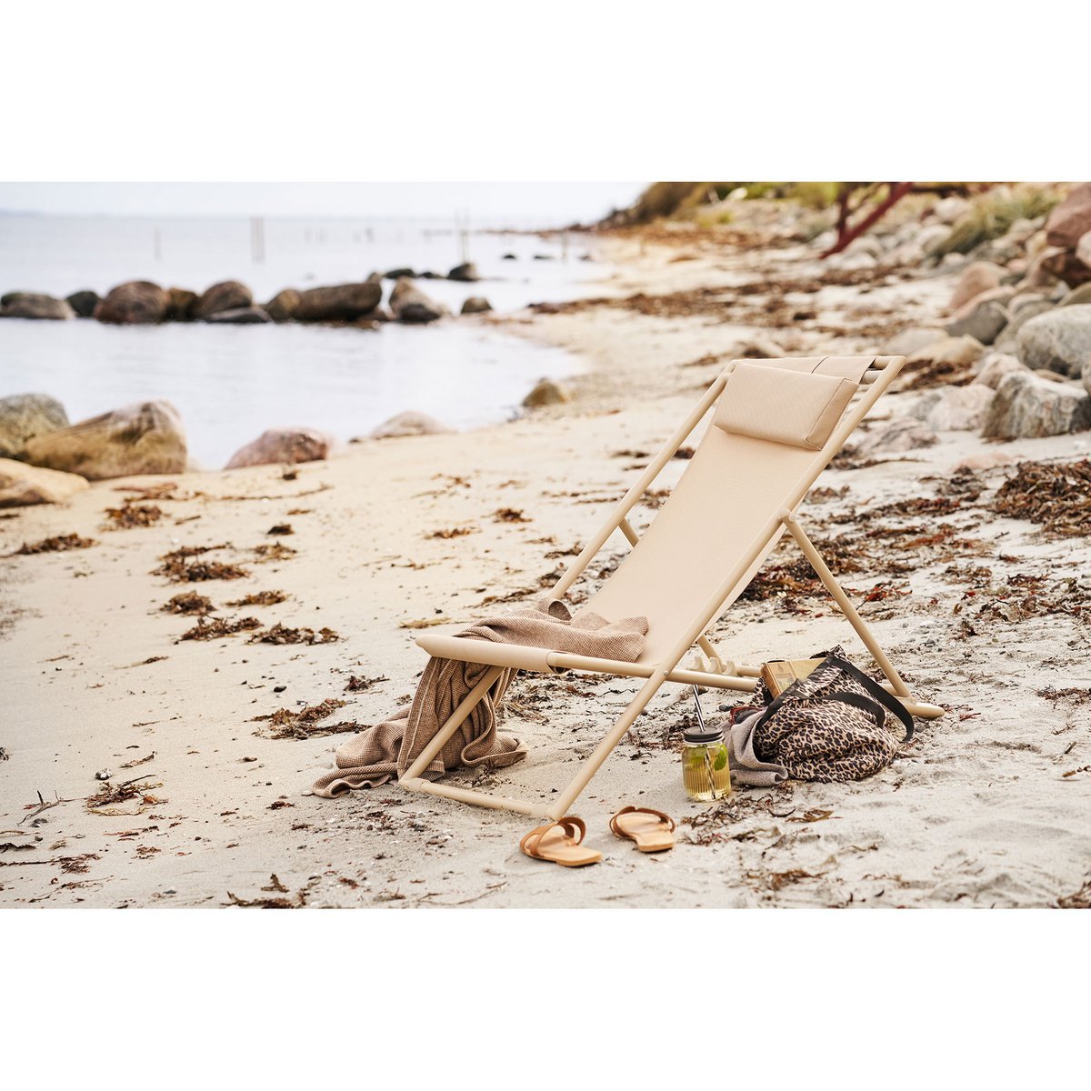 Curtis Beach chair with 4-position backrest, textilene/steel, taupe