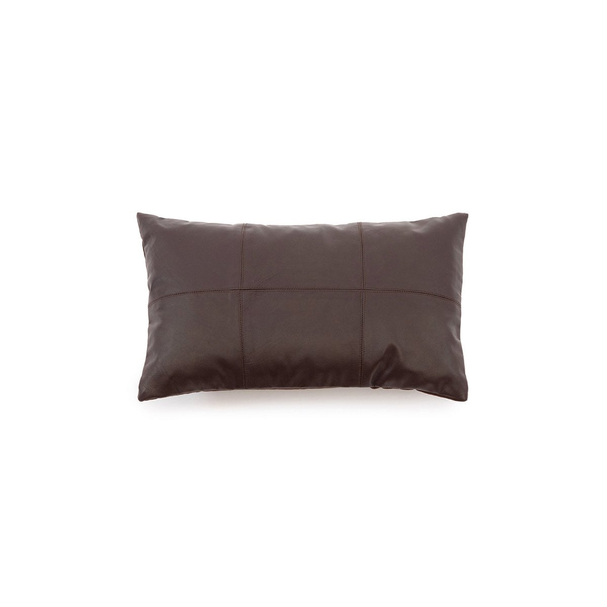 Leather Cushion Cover Six-Panel Design 30x50 cm - Chocolate Brown