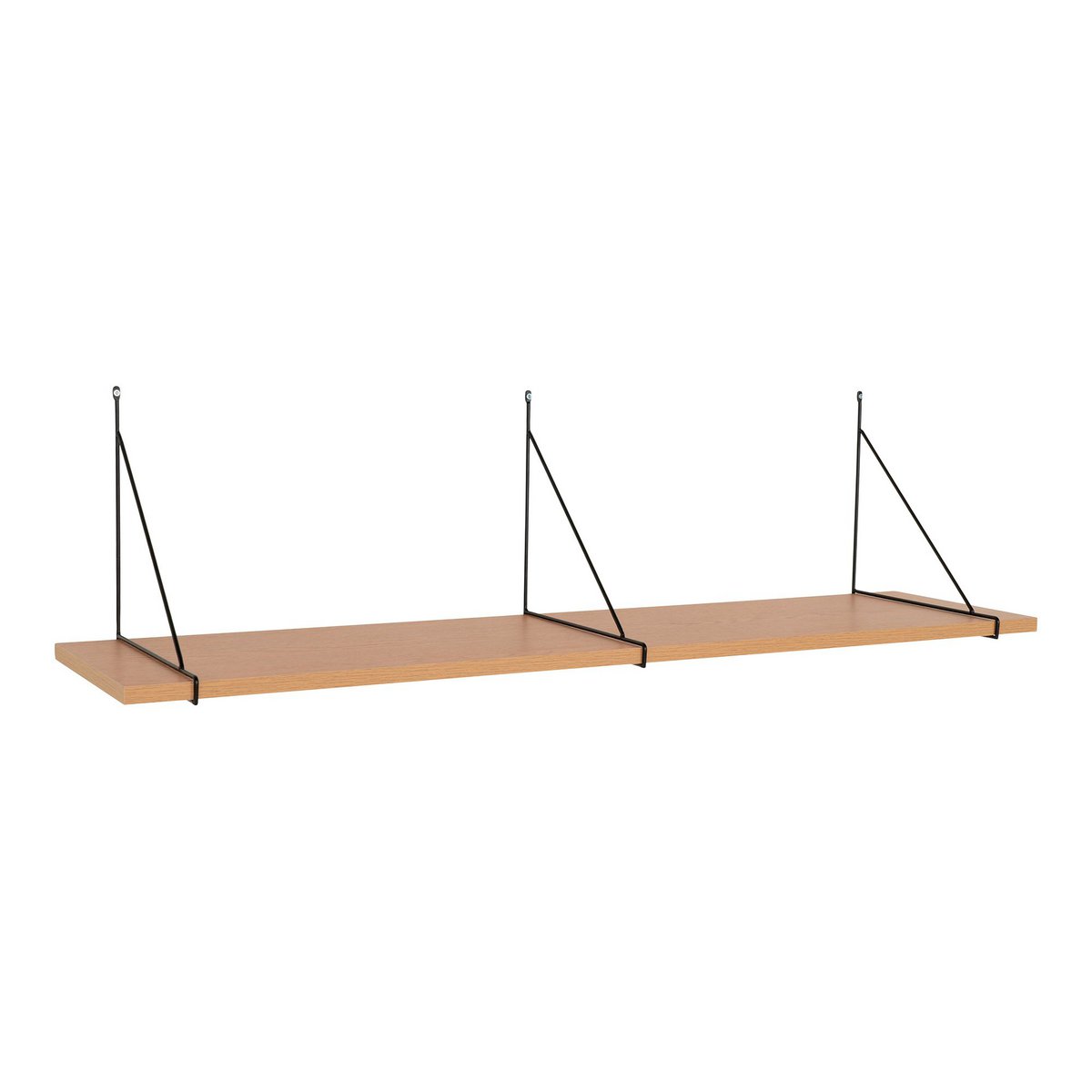Chiba Wall Shelf - Wall Shelf, ash veneer, black steel frame, 120x29 cm