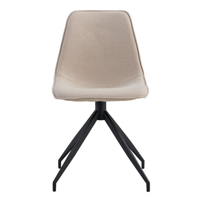 Sand Polyester Dining Chairs with Black Swivel Base - Set of 2