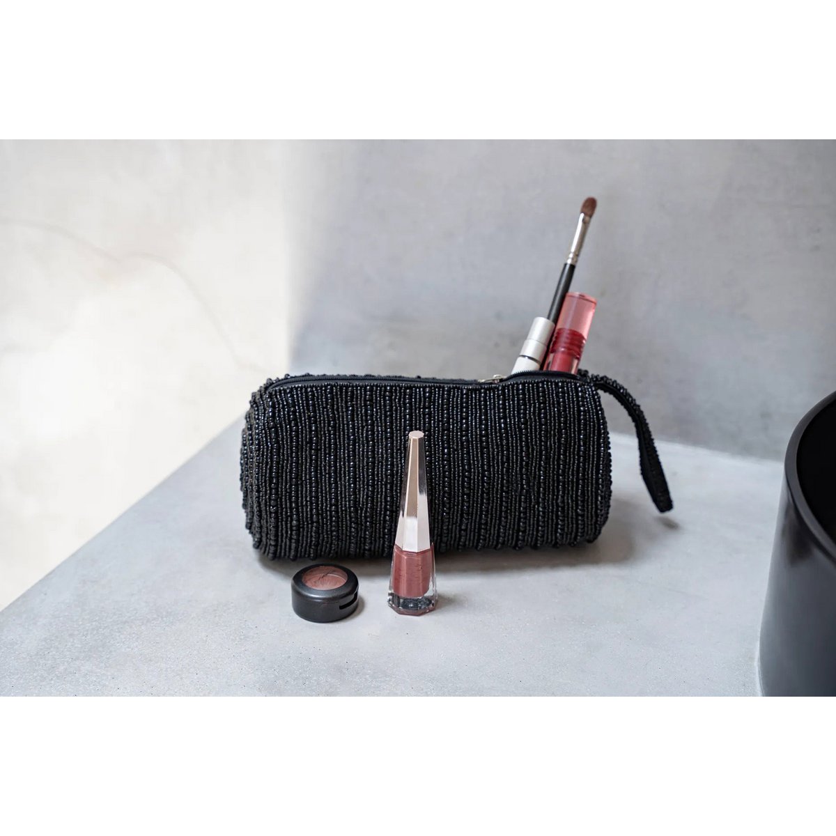 Cotton Pencil and Beauty Case - Black