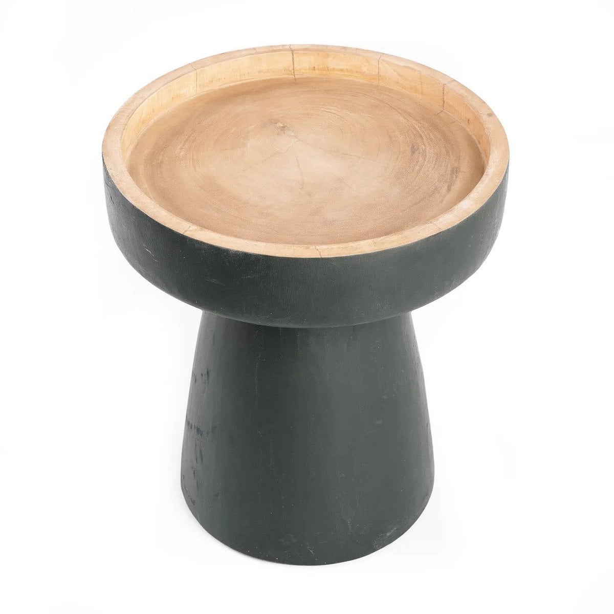 Suar Wood Side Table - Black Natural Rayu Design