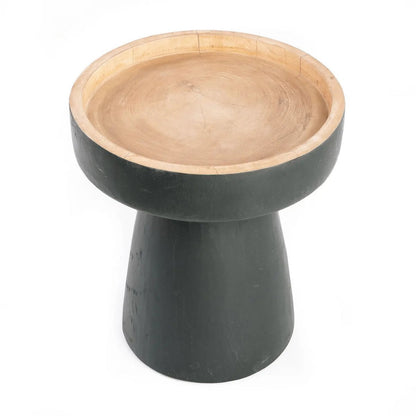 Suar Wood Side Table - Black Natural Rayu Design